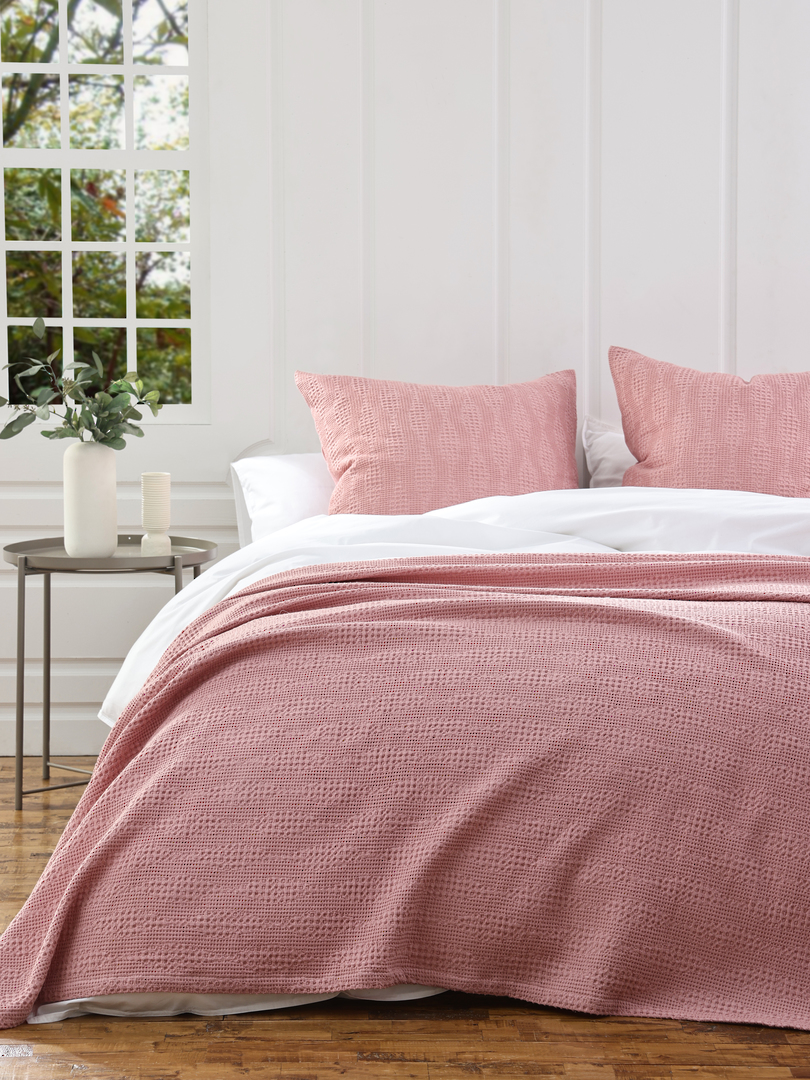 MM Linen | Ansel Throw | Pink | Optional Eurocases / Cushion Covers image 2